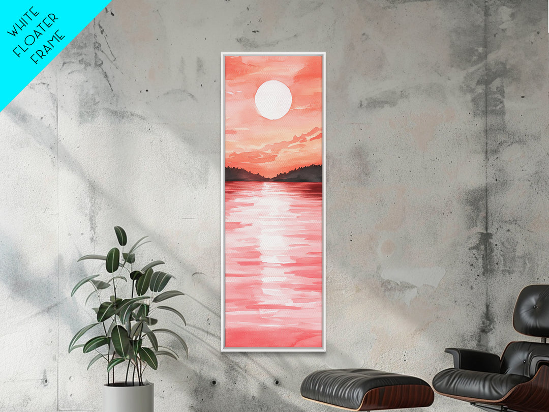 Sunset Canvas Print Coastal Landscape Art Rustic Decor Horizontal Wall Art Bedroom Gift Idea Light Pink Aesthetic Nature Painting