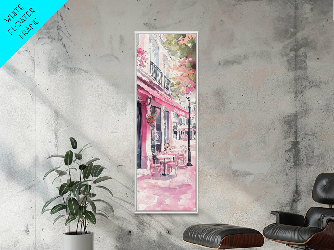 Pink Café Canvas Print Romantic French Bistro Painting Coastal Cowgirl Wall Art Above Bed Art Guest Room Gift Living Room Rustic Decor