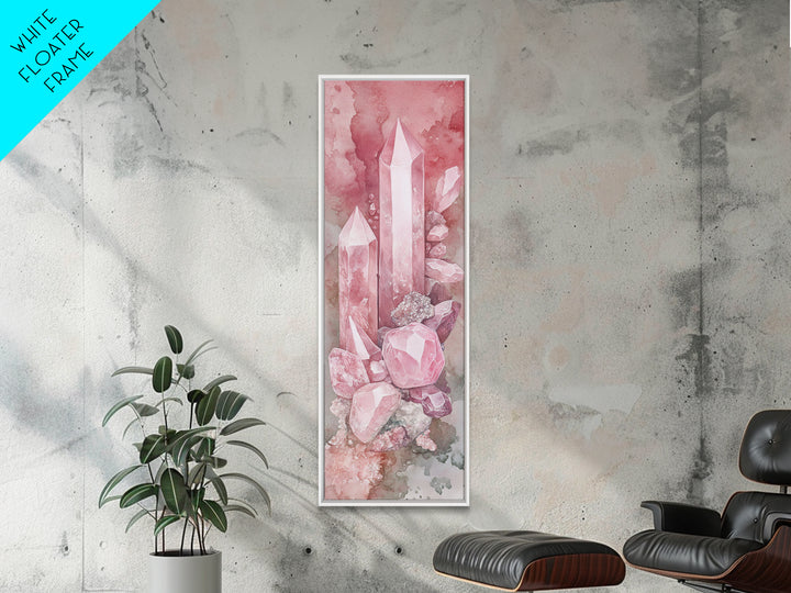 Rose Quartz Crystal Canvas Print - Gemstone Painting in Light Pink Tones, Healing Energy Inspired Wall Art, Boho Room Decor