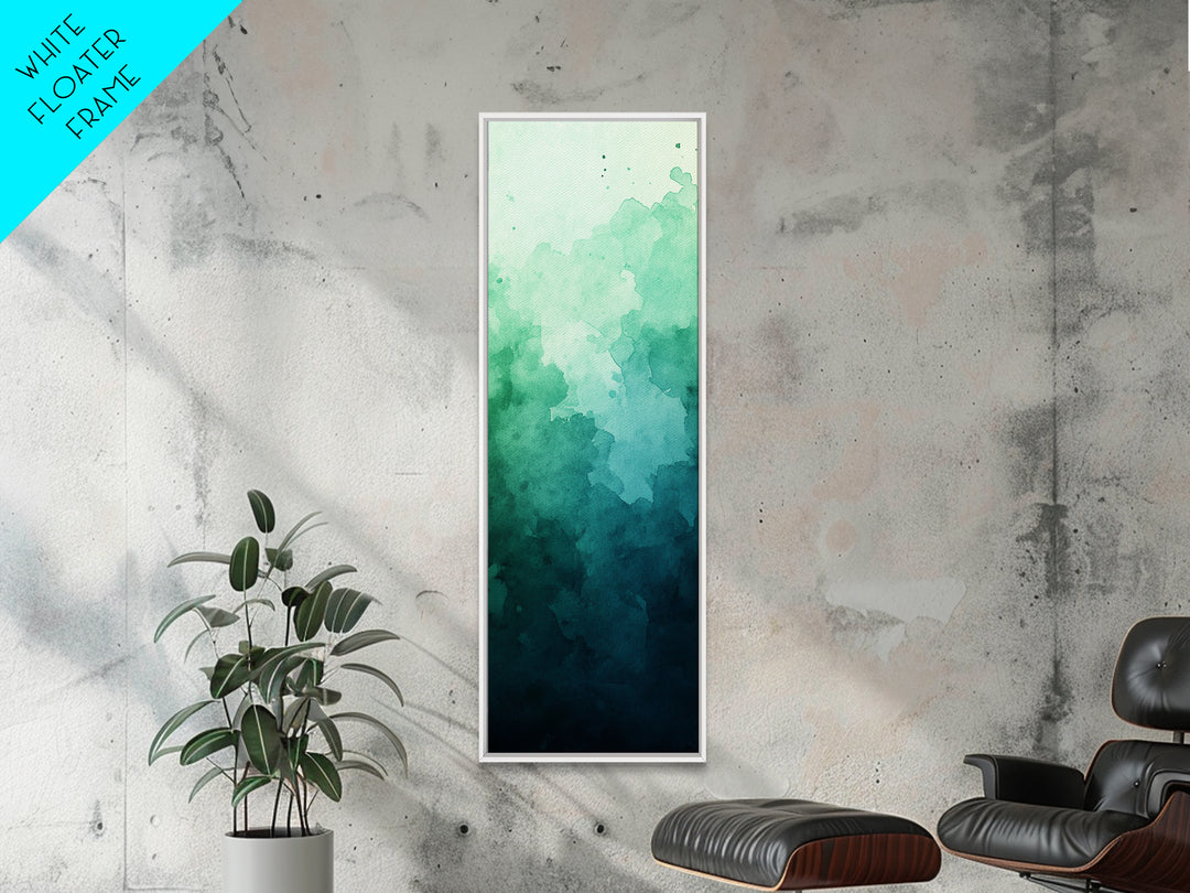 Deep Gradient Watercolor Canvas Print in Green and Teal, Sage Green Wall Art, Moody Art, Vertical Wall Art, Living Room Art, Gift Idea