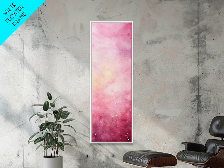 Light Pink Abstract Starry Night Framed Canvas Print Whimsical Bedroom Art Moody Wall Art Vertical Living Room Decor Gift Idea