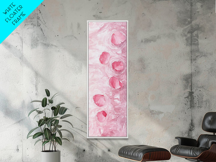 Floating Rose Petals in Water Canvas Print, Light Pink Wall Art, Botanical Nature Decor, Whimsical Aesthetic Bedroom or Living Room Art