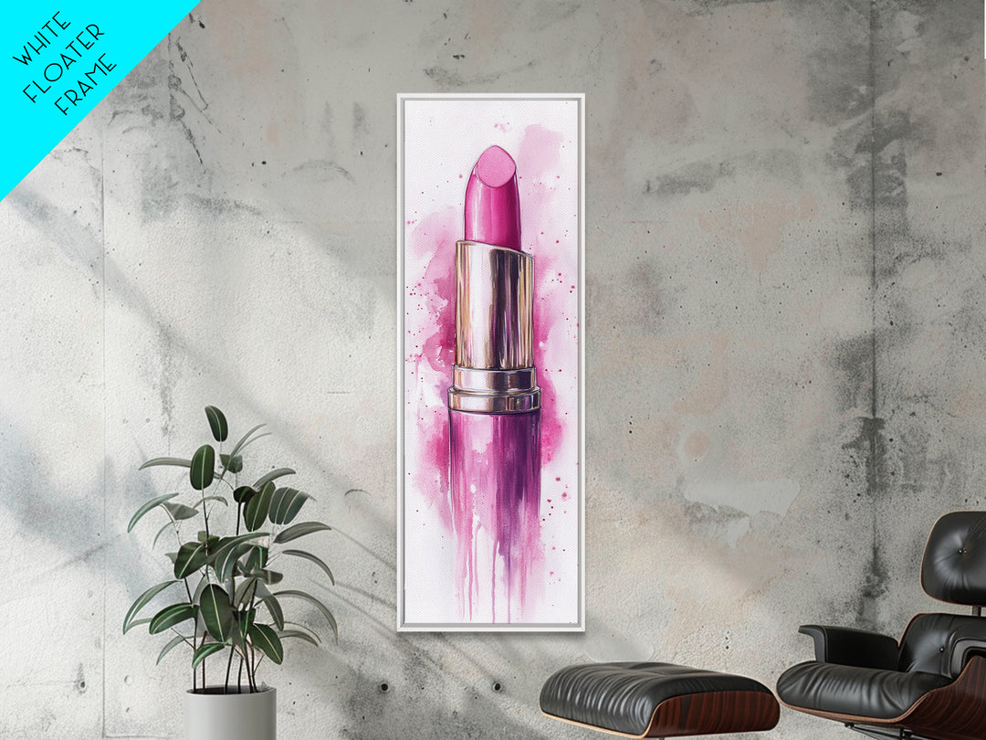 Bold Pink Lipstick Framed Canvas Print Feminine Modern Wall Art Beauty Decor Moody Pink Abstract Painting Bedroom Art Gift Idea