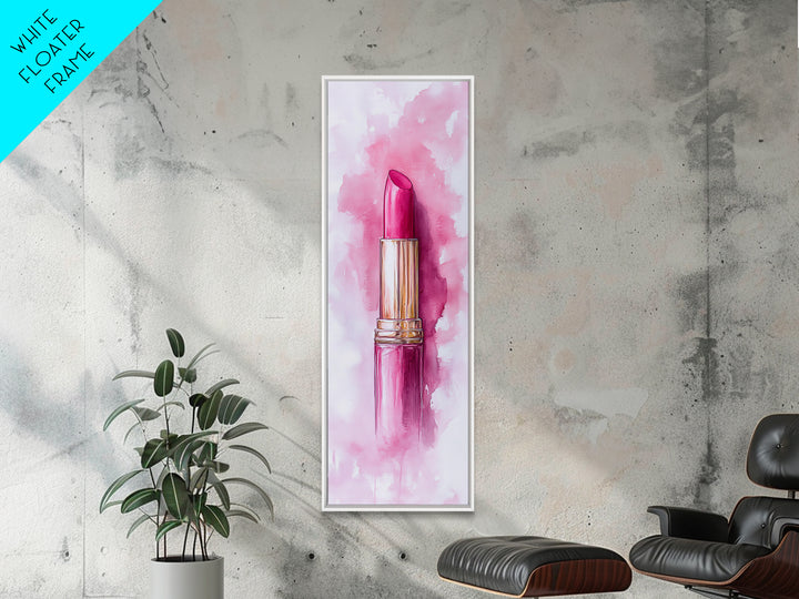 Classic Pink Lipstick Canvas Print Feminine Wall Art Makeup Lover Gift Light Pink Rustic Decor Vertical Artwork Girly Aesthetic