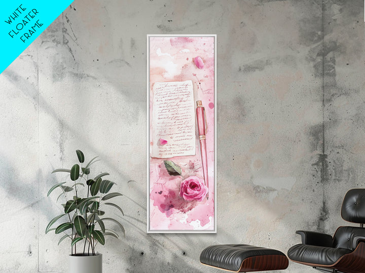 Romantic Pink Rose Painting Framed Canvas Print, Light Pink Wall Art, Floral Bedroom Art, Gift Idea For Her, Rose Botanical Prints