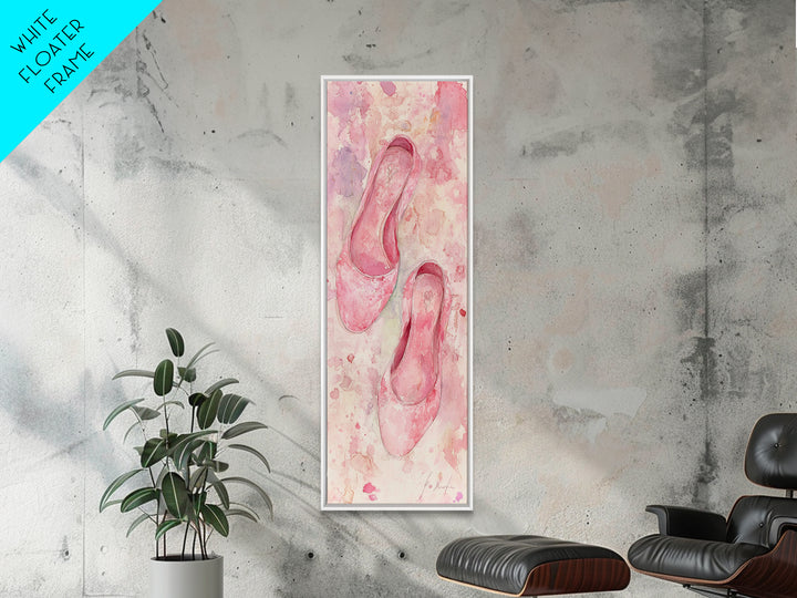 Ballet Flats Pink Abstract Canvas Print, Light Pink Wall Art, Whimsical Rustic Decor, Minimalist Living Room Art, Above Bed Artwork