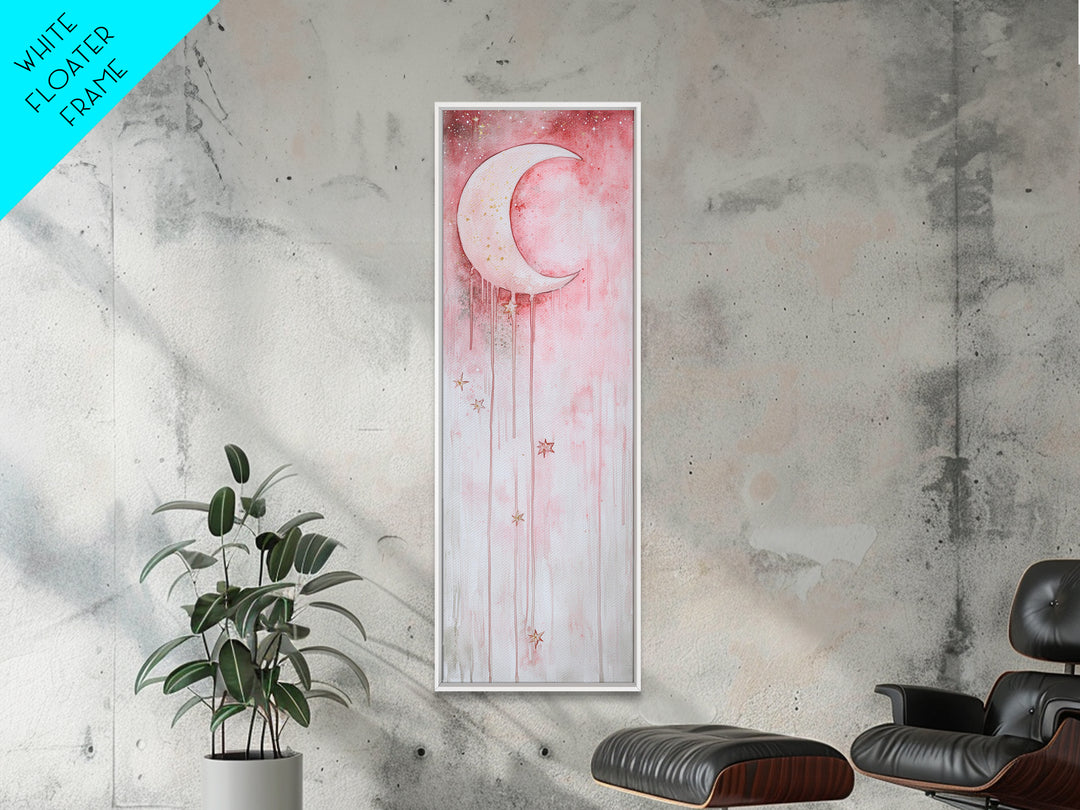 Crescent Moon Illustration Canvas Print Wabi Sabi Art Minimalist Bedroom Artwork Moon Oil Painting Rustic Fall Wall Decor Gift