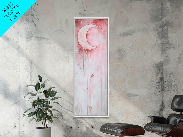 Crescent Moon Illustration Canvas Print Wabi Sabi Art Minimalist Bedroom Artwork Moon Oil Painting Rustic Fall Wall Decor Gift