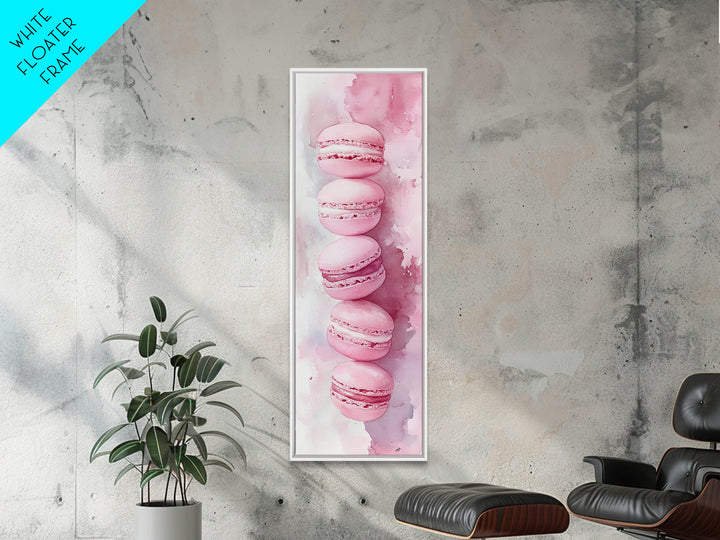 French Macaron Illustration Framed Canvas Print Pastel Kitchen Wall Art Food Art Rustic Decor Gift Idea Kitchen Home Accent Art