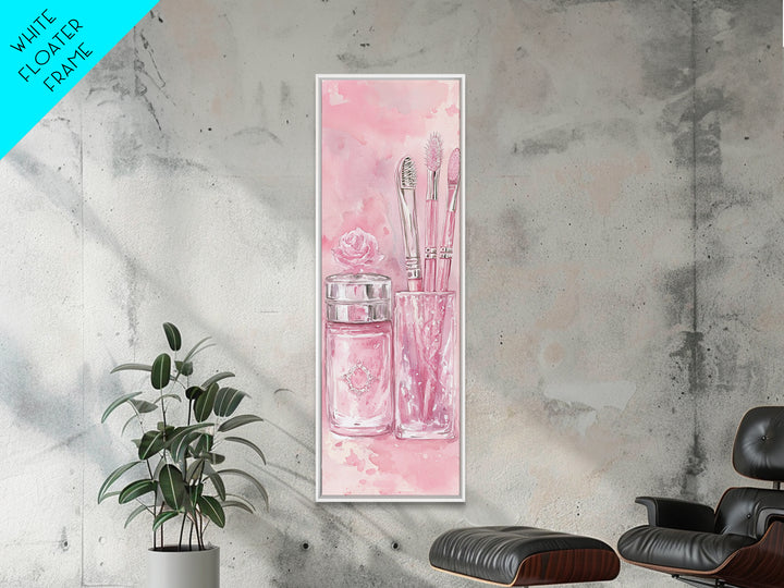 Delicate Makeup Illustration Canvas Print Pink Abstract Art Feminine Wall Decor Light Pink Wall Art Gift Idea Unique Painting
