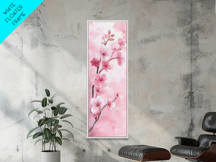 Delicate Cherry Blossom Framed Canvas Print Featuring Japanese-Inspired Botanical Prints for Bedroom or Living Room Wall Art