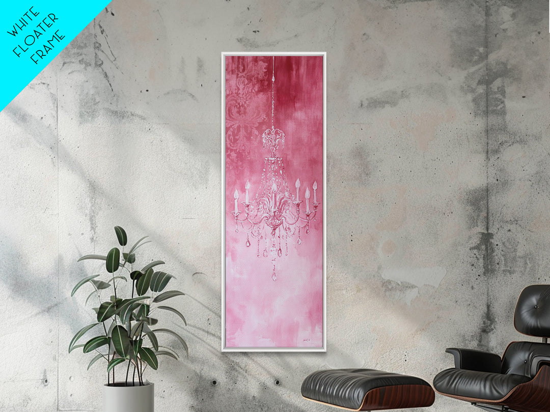 Crystal Chandelier Framed Canvas Print in Pink Abstract Art Perfect Above Sofa or Guest Room Art with Rustic and Glam Style