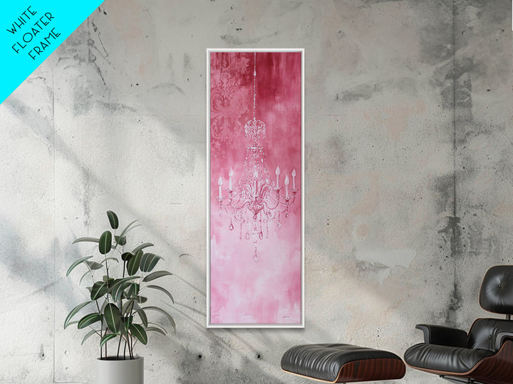 Crystal Chandelier Framed Canvas Print in Pink Abstract Art Perfect Above Sofa or Guest Room Art with Rustic and Glam Style