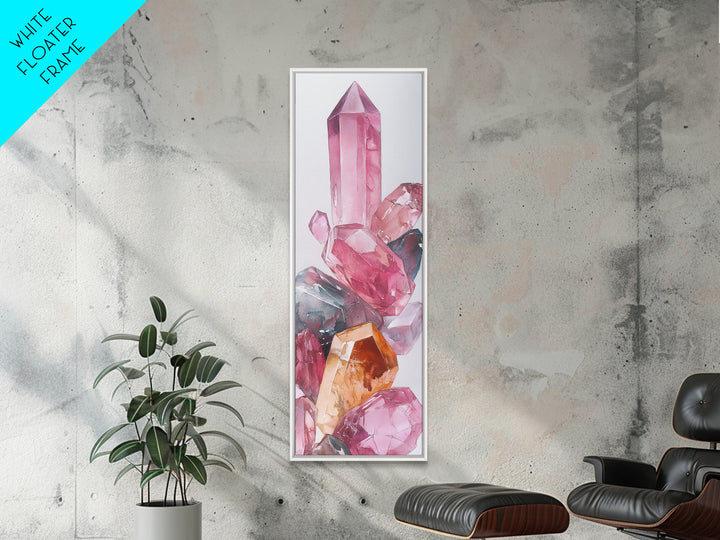 Rose Quartz Gem Canvas Print Gemstone Watercolor Art Unique Bedroom Decor Crystal Lover Light Pink Wall Art Gift Idea