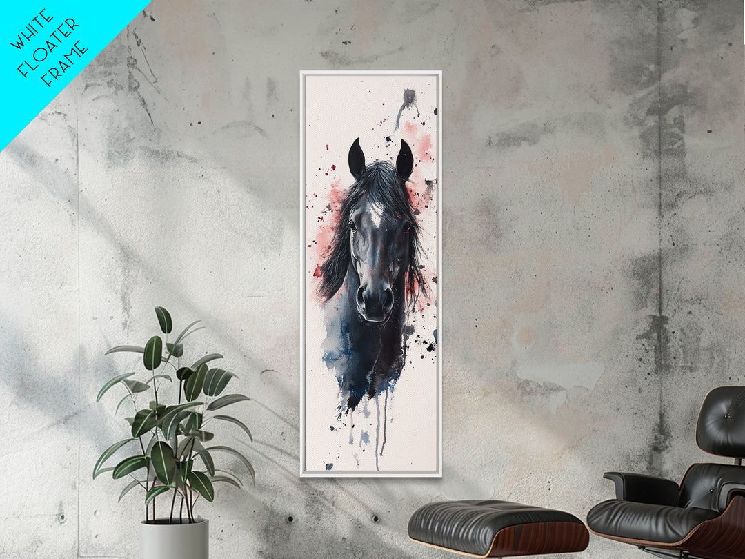 Black Horse Portrait Canvas Print Rustic Farmhouse Art Horse Wall Art Tall Skinny Art Vertical Rustic Living Room Wall Decor