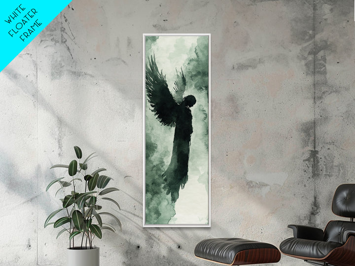 Dark Angel Silhouette Canvas Print Angel Art Prints Dark Angels Wall Art Moody Art Gothic Living Room Art Vertical Wall Decor