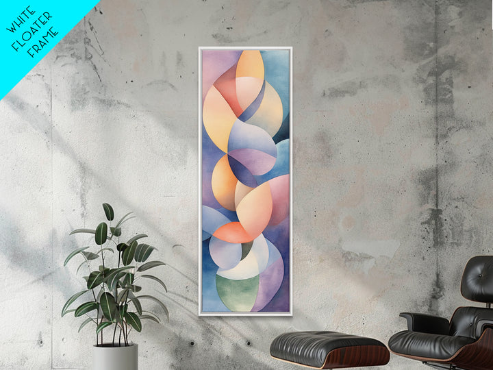 Bright Abstract Swirls Framed Canvas Print Colorful Geometric Wall Art Minimalist Boho Art Vertical Home Accent Gift Idea
