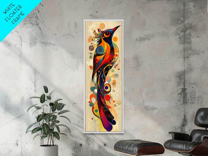 Bold Bird Design Framed Canvas Print Vibrant Peacock Wall Art Modern Whimsical Art Living Room Accent Bird Lover Gift Idea