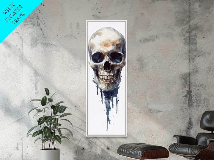 Framed Canvas Print Skull Art for Gothic Decor, Moody Halloween Wall Art, Original Skull Artwork, Living Room Art, Gift Idea for Him