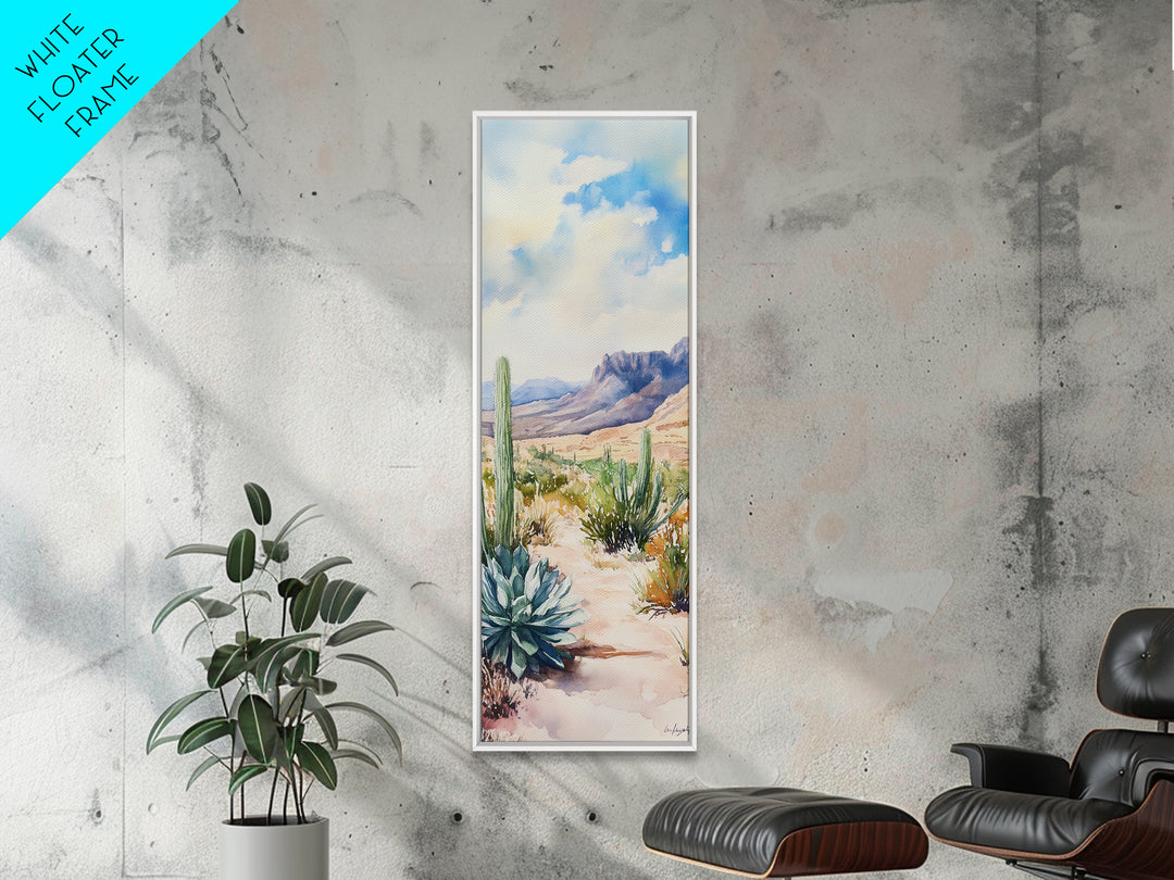 Desert Landscape Framed Canvas Print, Southwest Rustic Wall Art, Cactus Painting, Farmhouse Living Room Decor, Gift Idea for Him