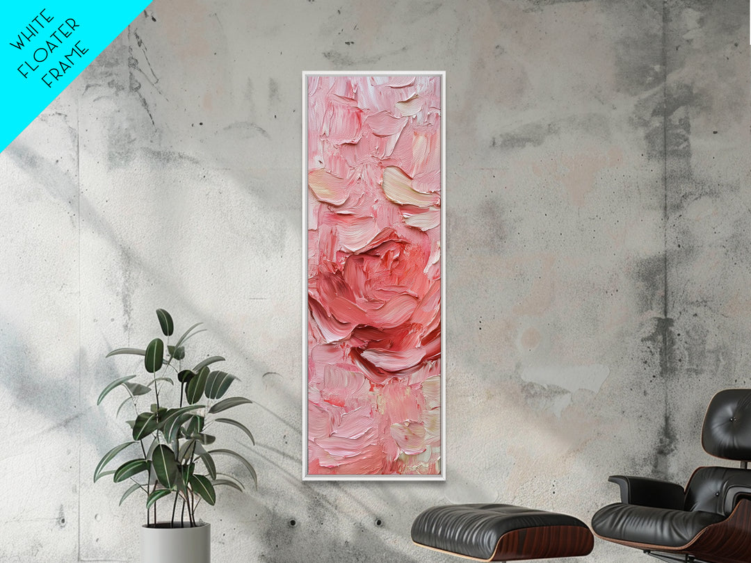Abstract Pink Rose Textured Canvas Print, Light Pink Botanical Wall Art, Rose Painting Bedroom Art, Minimalist Floral Artwork