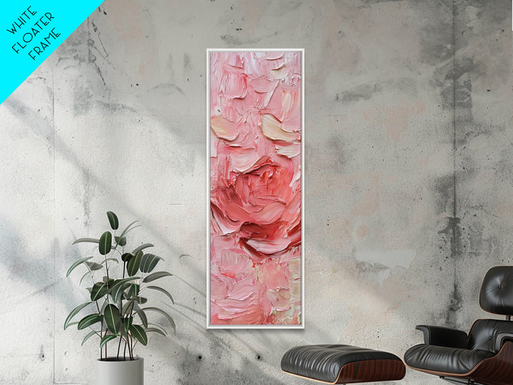 Abstract Pink Rose Textured Canvas Print, Light Pink Botanical Wall Art, Rose Painting Bedroom Art, Minimalist Floral Artwork