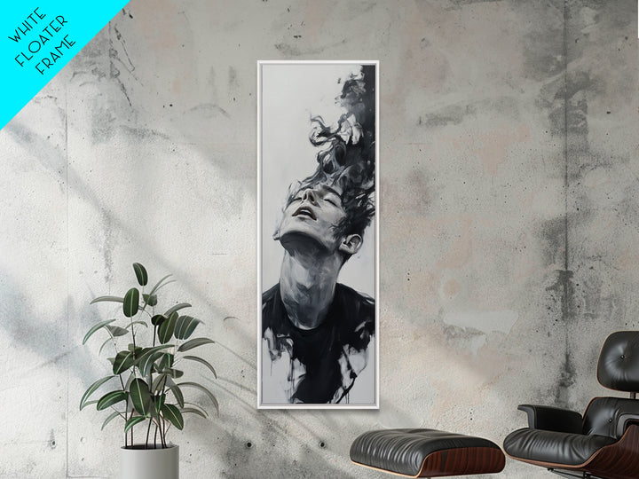 Dark Smoke Wall Art Framed Canvas Print Gothic Fantasy Decor Moody Painting Vertical Art Gift Idea Gothic Art Print