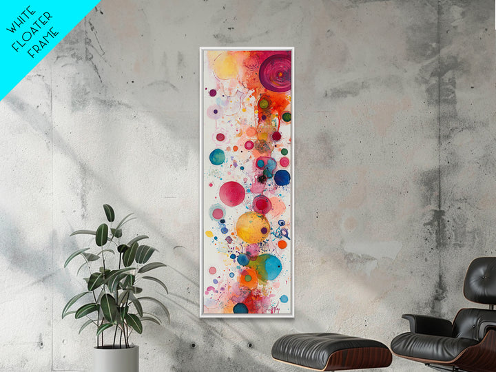 Colorful Abstract Dots Canvas Print Whimsical Art Modern Wall Decor Playful Vertical Art Gift Idea Light Pink Wall Art