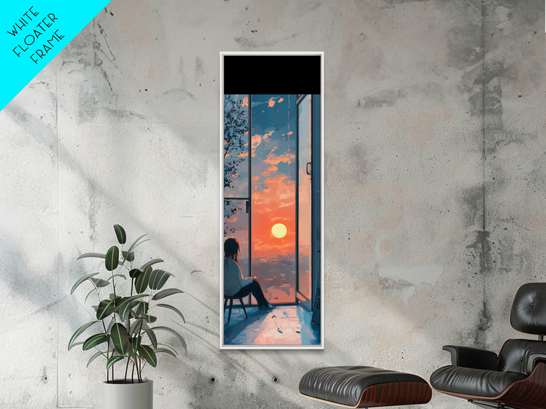 Serene Sunset Reflection Framed Canvas Print Moody Art Bedroom or Living Room Coastal Decor Horizontal Wall Painting Piece