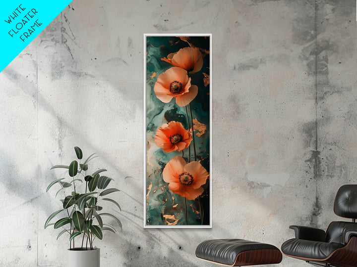California Poppy Floral Framed Canvas Print | Wildflower Botanical Prints | Rustic Wall Art | Vertical Wall Art | Gift Idea Her