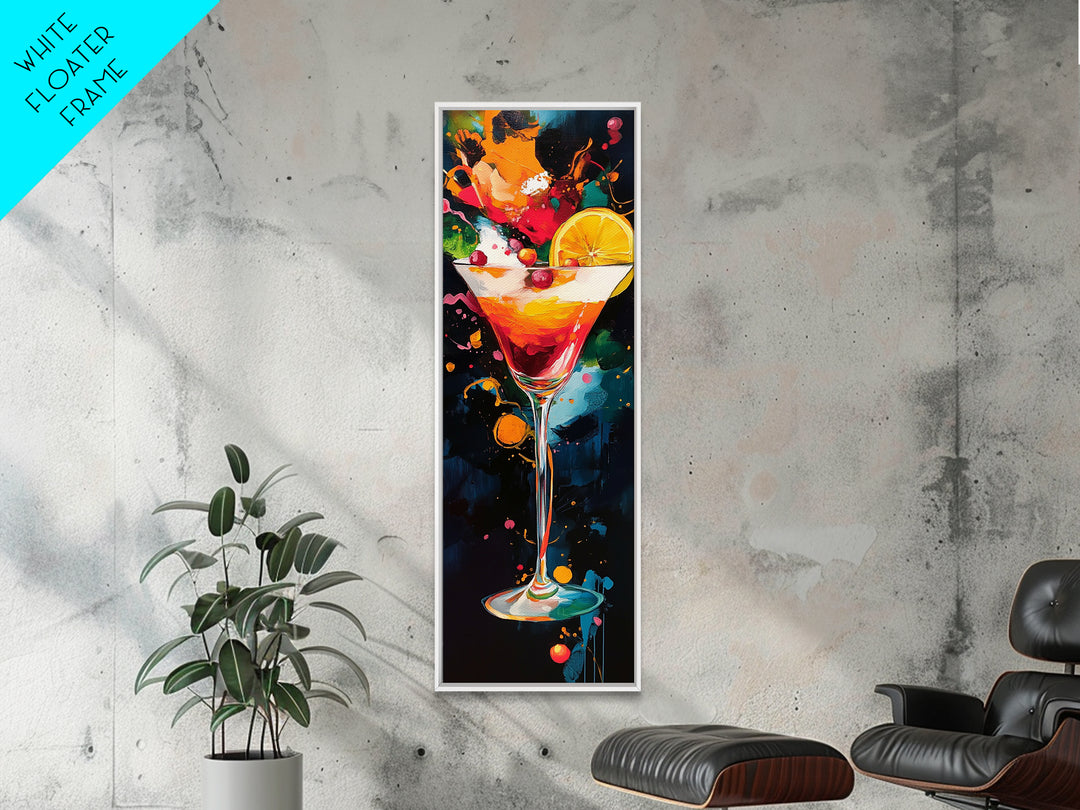 Abstract Martini Art Framed Canvas Print | Espresso Martini Wall Art | Cocktail Art | Kitchen Decor | Whimsical Art | Vertical Wall Art