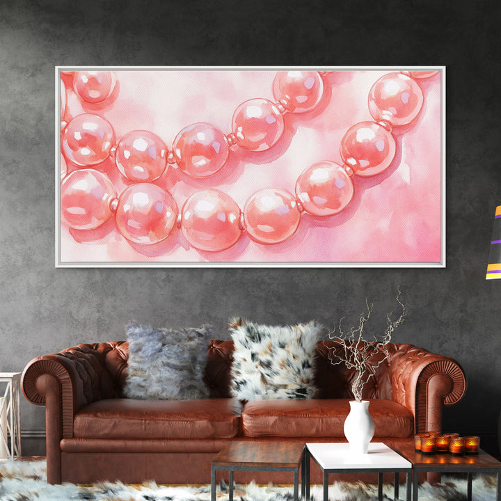 Blush Pearl Art Canvas Print Featuring Pearl Painting and Light Pink Wall Art Minimalist Art Gift Idea Guest Room Rustic Wall Decor