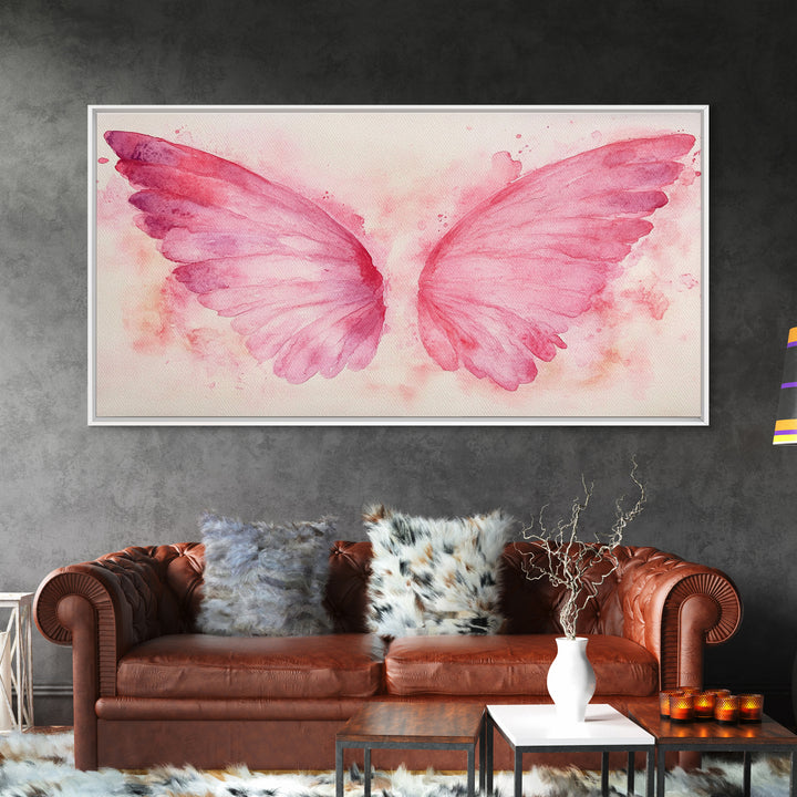 Angel Wings Canvas Print Whimsical Art Light Pink Wall Art Angel Art Prints Bedroom Decor Above Bed Wall Art Gift Idea