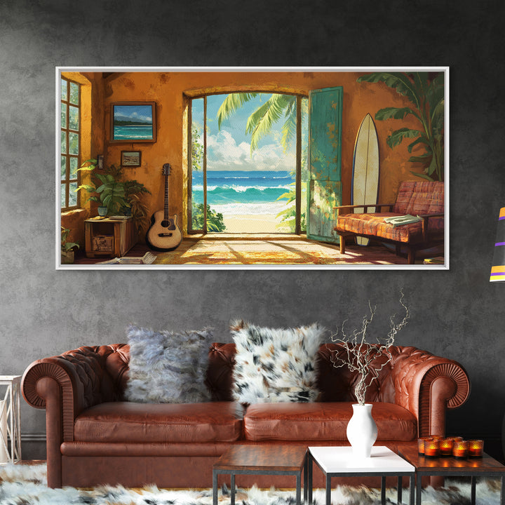 Ocean Retreat Canvas Print Coastal Decor Rustic Nautical Wall Art Above Sofa Art Tropical Beach Room Art Farmhouse Art Gift Idea