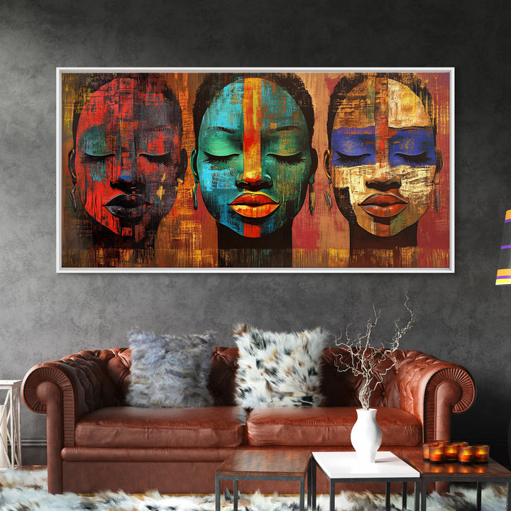 Vibrant African Art Canvas Print, Afrocentric Wall Art Decor, Colorful Moody Abstract Painting, Unique Therapy Art Gift Idea