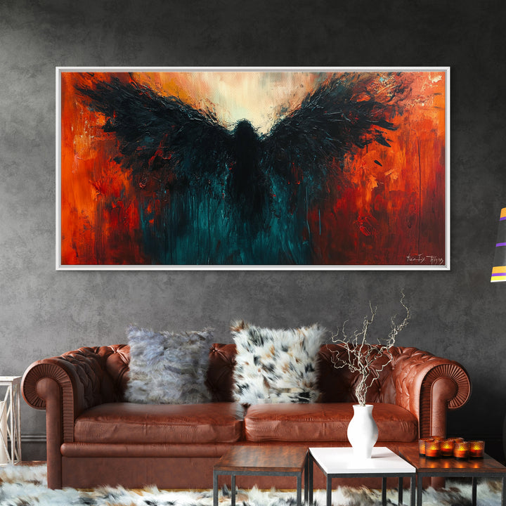 Phoenix Metal Inspired Framed Canvas Print with Bold Moody Art Stunning Southwest Wall Art for Bedroom or Living Room