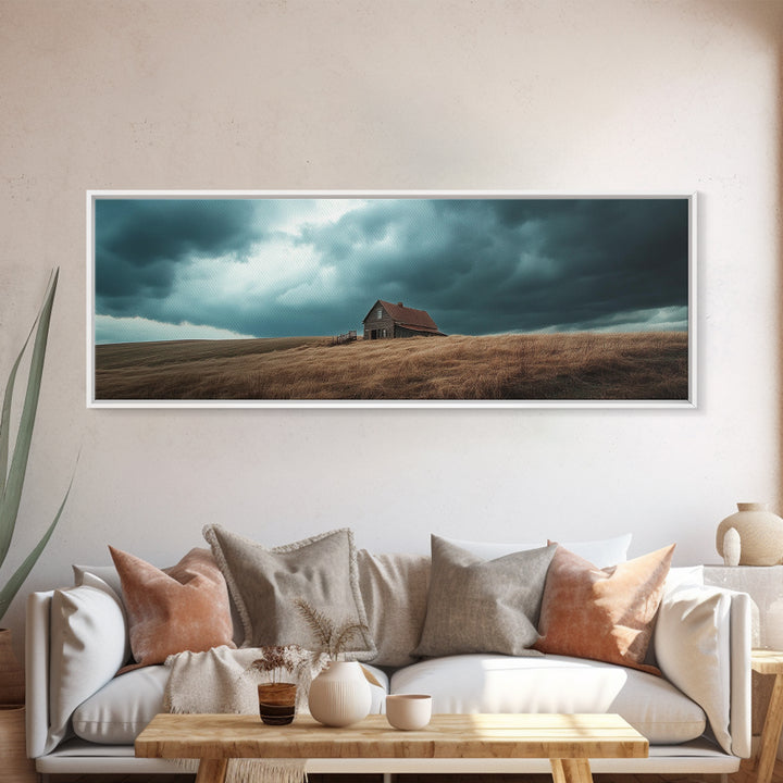 Rustic Barn Framed Canvas Print Smoky Mountain Art Autumn Farmhouse Wall Art Rustic Landscape Painting Guest Room Artwork Decor