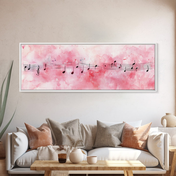 Musical Notes Canvas Print Artistic Sheet Music Wall Art Light Pink Abstract Artwork Rustic Wabi Sabi Art Living Room Decor Gift