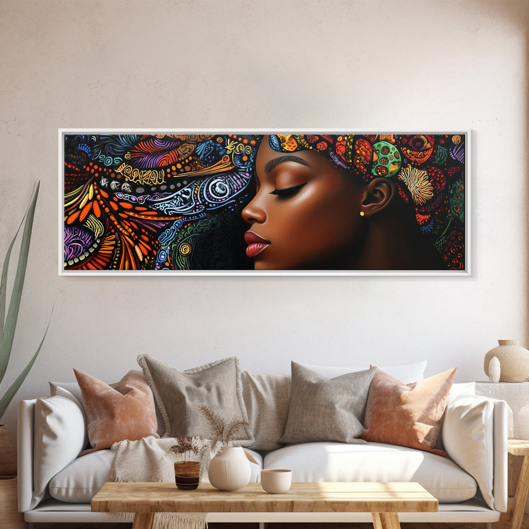 Afrocentric Framed Canvas Print Vibrant Tribal Art Decor Living Room Art Original Painting Gift Idea Bedroom Wall Art