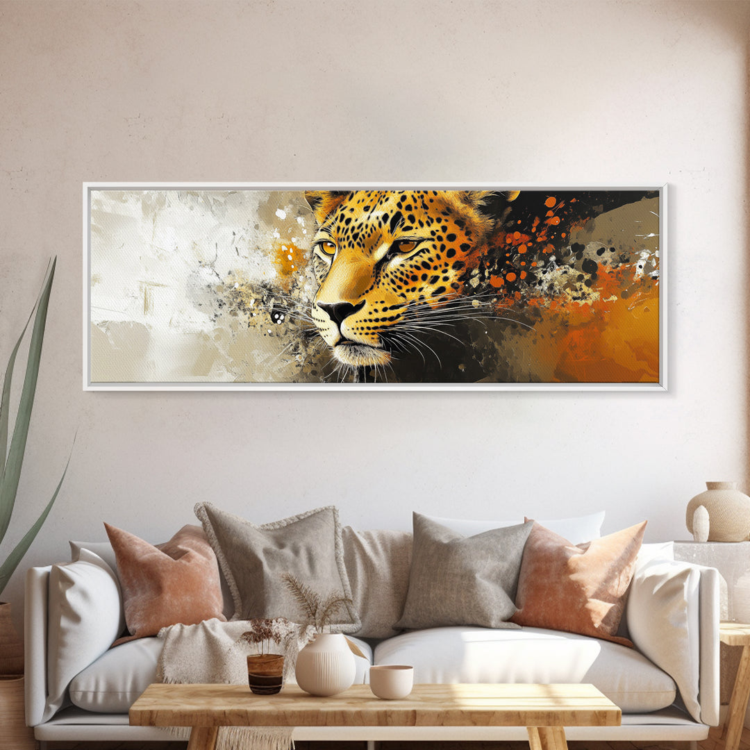 Bold Leopard Framed Canvas Print - Vibrant Wildcat Painting, Moody Jungle Art, Safari Wall Decor, Animal Gift Idea For Her, Bedroom Art