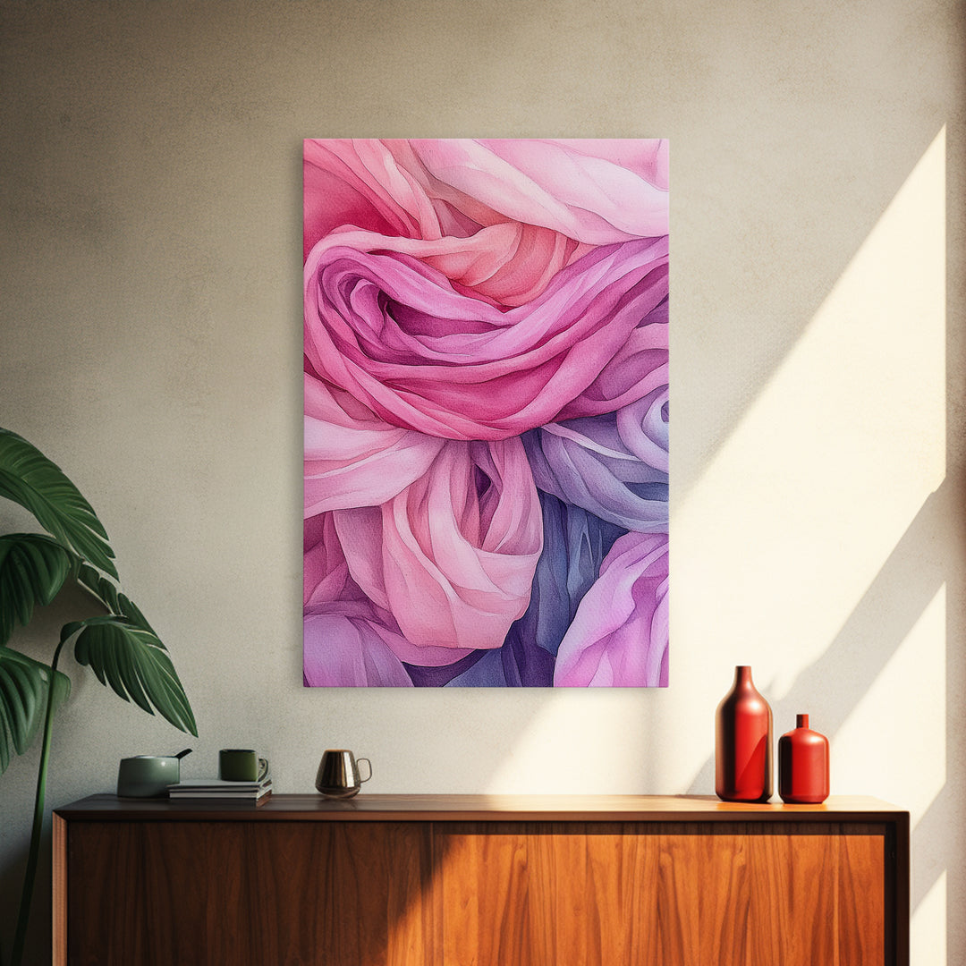 Rosy Layers Abstract Canvas Print | Pink Abstract Art | Light Pink Wall Art | Boho Wall Decor | Minimalist Art | Living Room Accent