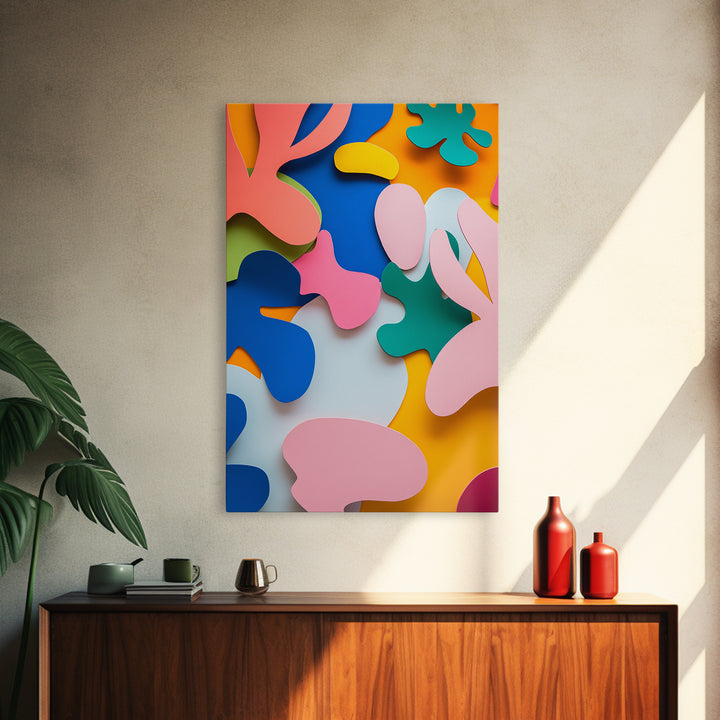 Bold Abstract Organic Shapes Canvas Print, Contemporary Chinoiserie Wall Art, Vibrant Boho and Minimalist Design for Modern Spaces