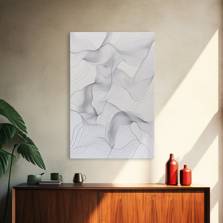 Black White Line Art Canvas Print Minimalist Geometric Wall Decor Modern Zen Artwork Above Couch Gift Idea Stylish Home Accent