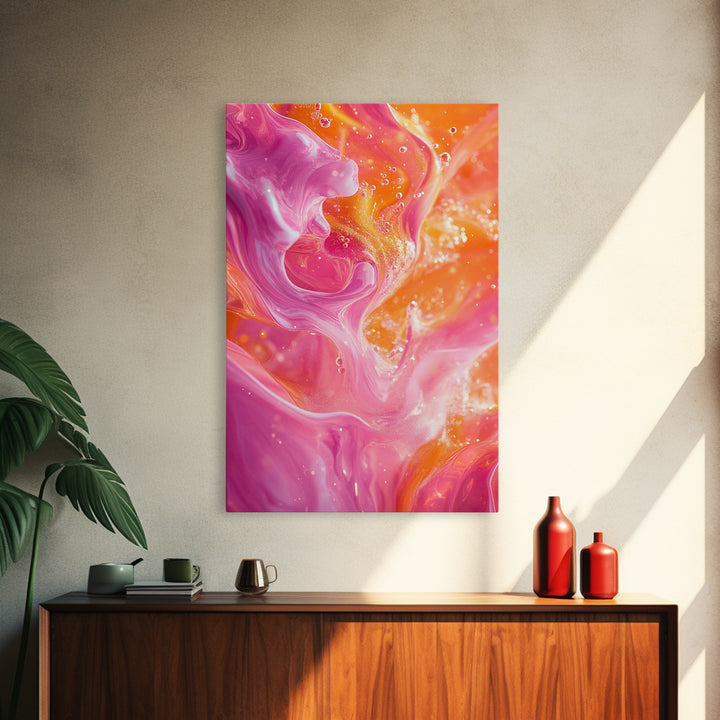 Abstract Pink Orange Canvas Print with Swirling Light Effects and Therapy Art for Modern Home Wall Decor, Ideal Gift Idea