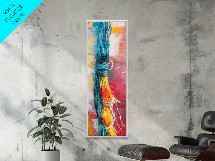 Abstract Yarn, geometric wall art, colorful painting, textured art, boho art, pink orange wall art, Canvas Print