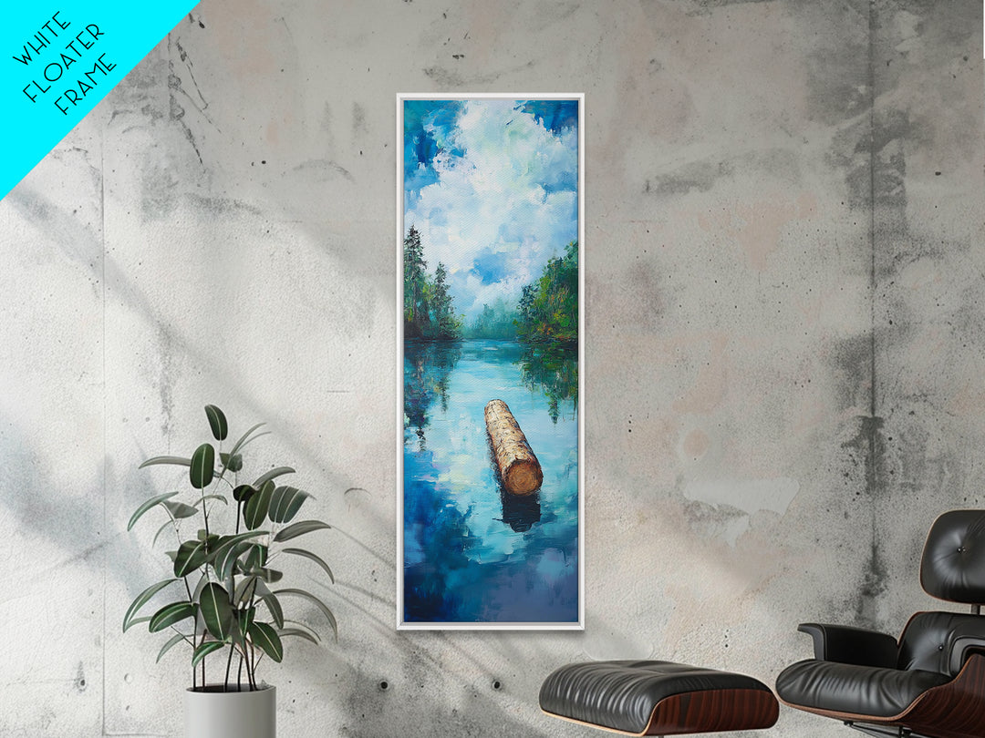 Tranquil Lake, lake Tahoe art, above bed wall art, pine tree art, mountain painting, gift idea for him, Framed Canvas Print