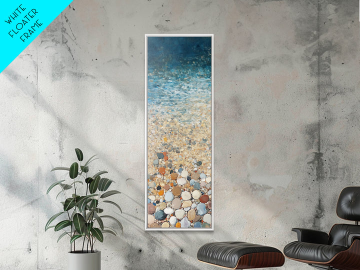 Beach Shoreline, coastal painting, mosaic wall art, ocean decor, nautical wall art, farmhouse art, Framed Canvas Print, rustic decor