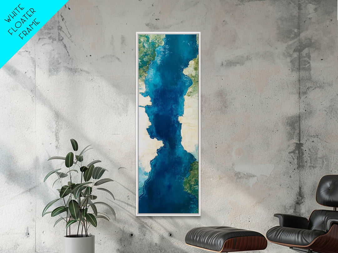 Ocean Map, Atlantic View, Nautical Wall Art, Coastal Landscape, Blue and Green Wall Art, Christmas, Canvas Print, Living Room Art