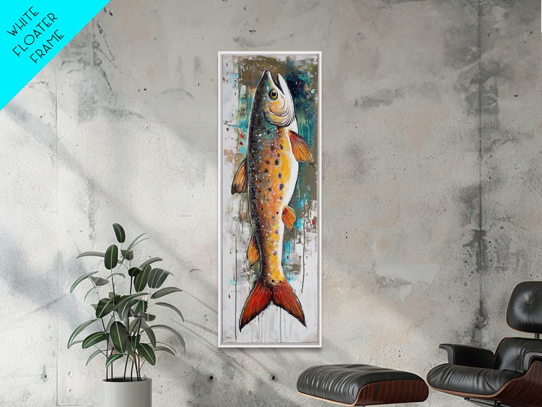Abstract Trout, Fish Wall Art, Rustic Decor, Fly Fishing Art, Nautical Painting, Coastal Wall Art, Canvas Print