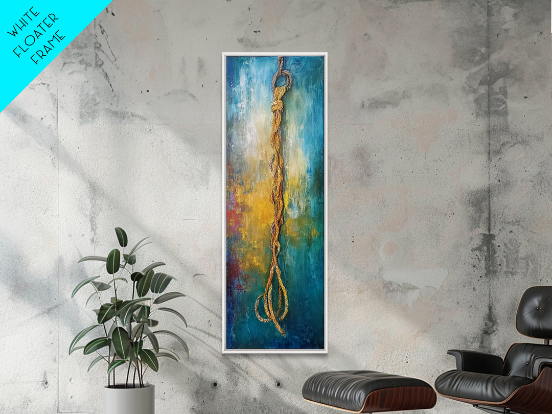 Nautical Rope, Coastal Decor, Rustic Wall Art, Nautical Painting, Wabi Sabi Art, Framed Canvas Print, Bedroom Art, Gift Idea